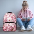 thumbnail image 2 of Uorisanigo 17 inch Kids Backpack Casual Pink Cherry Blossom Cat School Backpack for Boys Girls, Lightweight Bookbag for Elementary Kindergarten Students 5-12, Perfect for Camps and Travel, 2 of 7