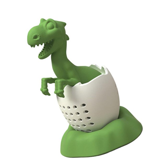 Bearachild Infusor de té con forma de dinosaurio de silicona, colador de hojas sueltas, filtro de hierbas y especias, tamiz de té, coladores, Artesanía Verde Bearachild HA041663-01
