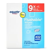 Equate Fresh Scent Flushable Wipes, 9 Resealable Packs of 48 Wipes (432 Total Wipes)
