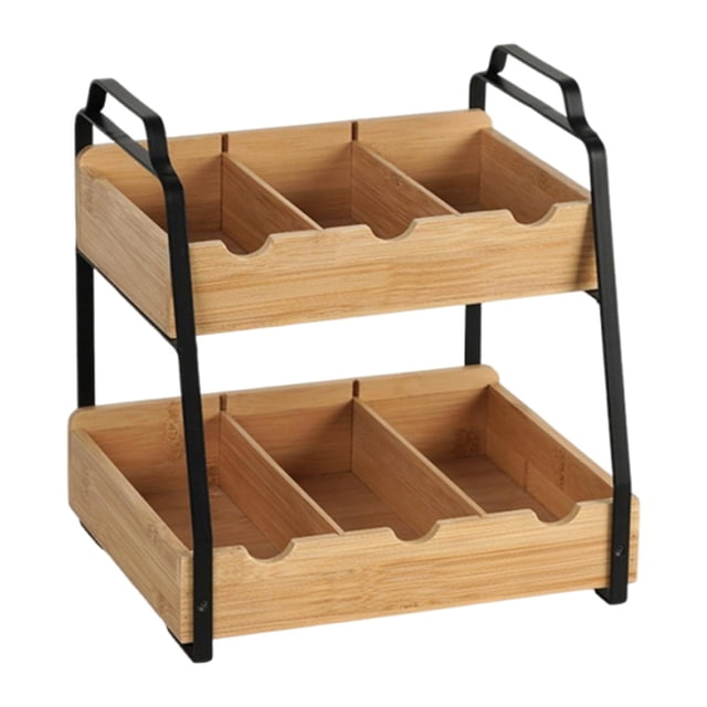 Organizador de Té ajustable soporte vertical de especias caja organizadora de sobres de azúcar y rack para infusiones materiales robustos de bambú y