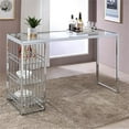 thumbnail image 4 of Furniture of America Norvel Contemporary Glass Top Bar Table in Chrome Plating, 4 of 9