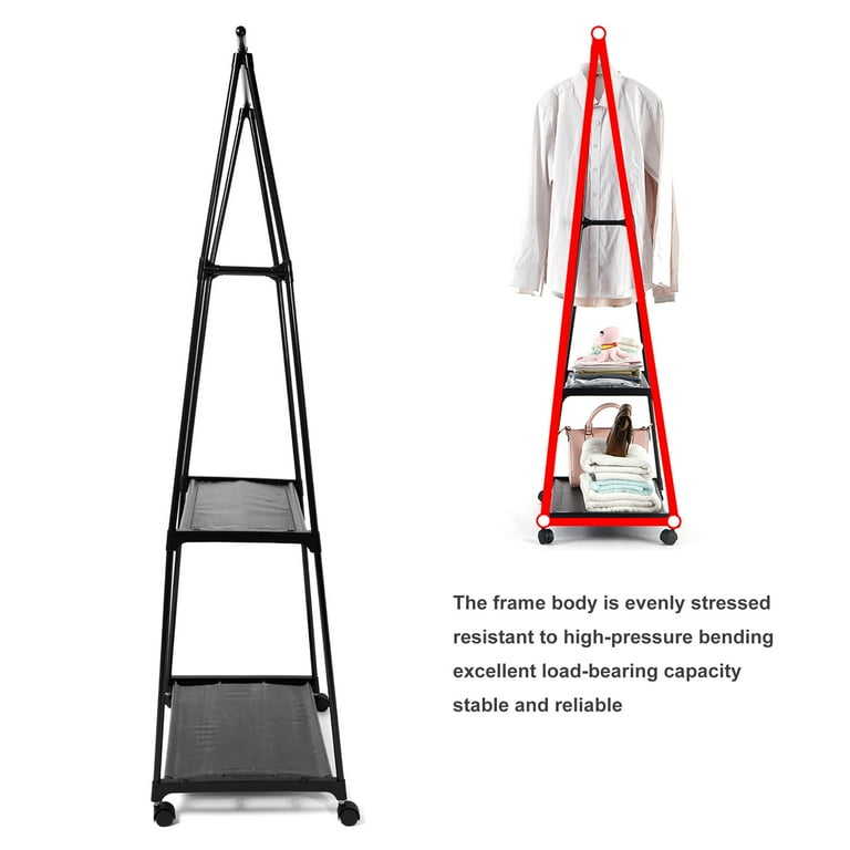 Multi function Triangle Coat Rack Black Garment Rack with Removable Wheels Two tier Shelf Clothes Organizer Hanging Handy Storage Bedroom Furniture Walmart