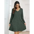 thumbnail image 5 of Plus Size Sweater Dresses for Women 5XL, VEPKUL Casual Sweater Dresses Long Sleeve V Neck Fall Winter Dress Tunic Dress with Pockets, 5 of 9