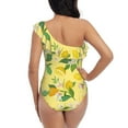 thumbnail image 5 of Rateoe Lemon Pattern Women One Piece Swimsuits Tummy Control One Shoulder Bathing Suits Ruffle Swimwear-X-Large, 5 of 6