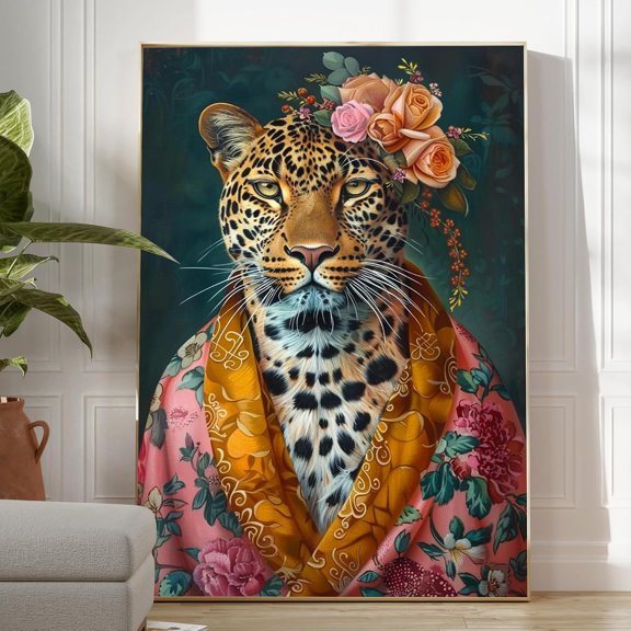 Hieng Abstract Leopard Canvas Wall Art Aesthetic Vintage Poster Trendy Leopard Poster Animal Portrait Painting Sleep Animal Wall Art Funny Cheetah Canvas Printsch