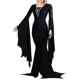 thumbnail image 3 of Disfraz de Morticia Addams para mujer, vestido de cosplay, sexy, punk, gótico, bruja, vintage, con cordones, ajustado, para Halloween, 3 of 6