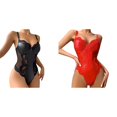 thumbnail image 1 of (2-Pack) Rinsvye Women Leather Mesh Womens Stockings Patchwork Jumpsuit Buckle Animal Print for Women Set, 1 of 6