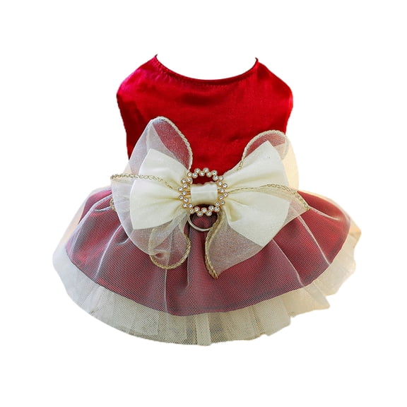 YIFAEUX Pet Dress Comfortable Fashionable Dog Princess Dress with Bow Decoration And Traction Ring Pet Supplies