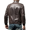 thumbnail image 4 of FLAVOR Men Biker retro Brown Leather Motorcycle Jacket Genuine Leather jacket (X-Large, Dark Brown), 4 of 5