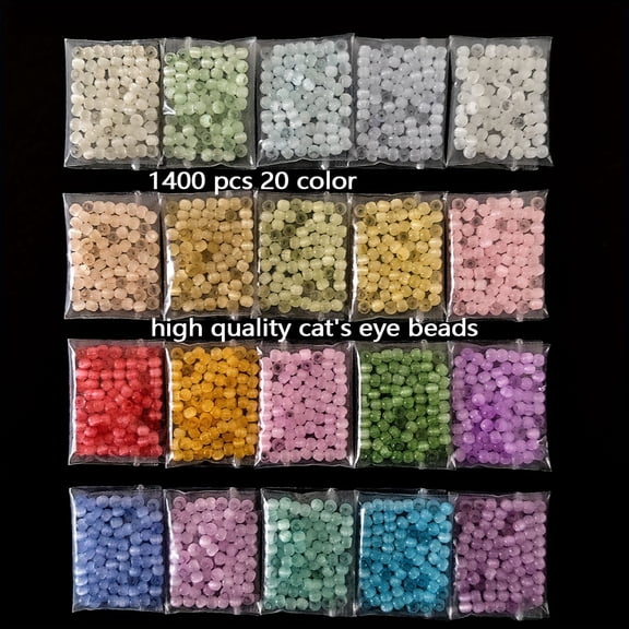 1400pcs (Lustrous Cat'S Eye Brushed Round Beads) Per Pack, 5 Grams Totaling 100 Grams/3.53 Ounces, 4mm