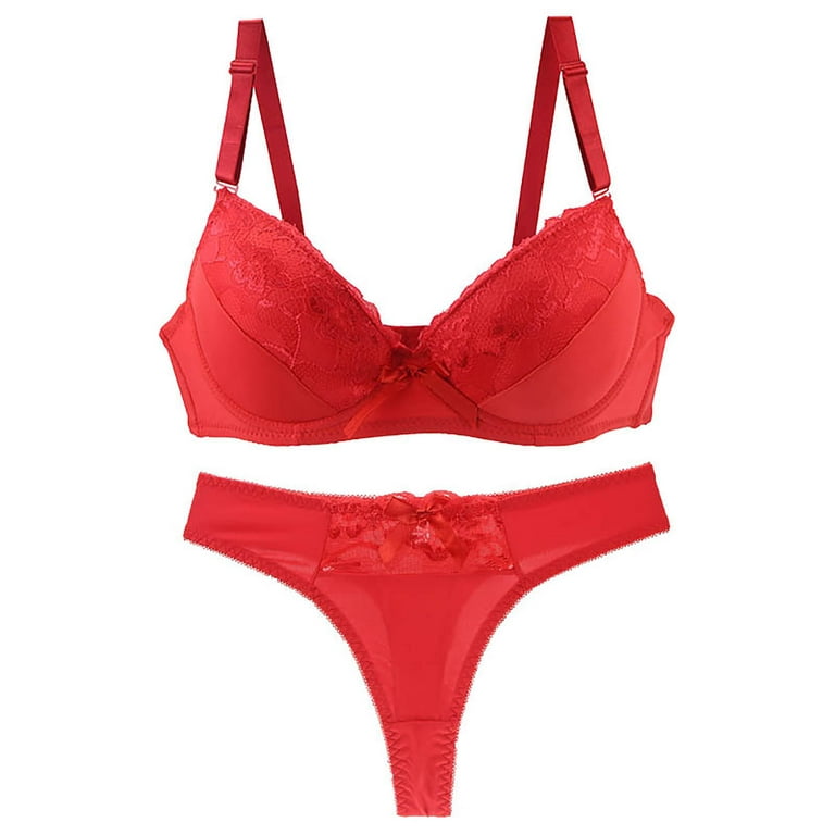 Lopecy-Sta Women's Sexy Lace Bra and Panties Summer Thin Comfortable  Breathable Base Lingerie Set Discount Clearance Womens Underwear Period  Underwear for Women Red 