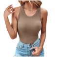 thumbnail image 4 of Homenesgenics Tank Tops for Women Plus Size Women Camisole Tank Tops with Built in Bras underwear Solid Color T-Shirt Sleeveless Tank Brown M, 4 of 9