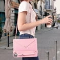 thumbnail image 6 of Dteck for iPad Air 13 Inch Case M2 (2024), Portfolio Case Shoulder Bag for iPad Pro 12.9 6th/5th/4th/3rd Gen, PU Leather Business iPad Case with Pencil Holder Envelope Pocket,Deep Pink, 6 of 6