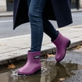 thumbnail image 5 of FRSASU Women's Rain Boots Ankle Rainboot Anti Slipping Waterproof Casual Garden Outdoor Kitchen Hiking Camping Boots Purple, 5 of 7