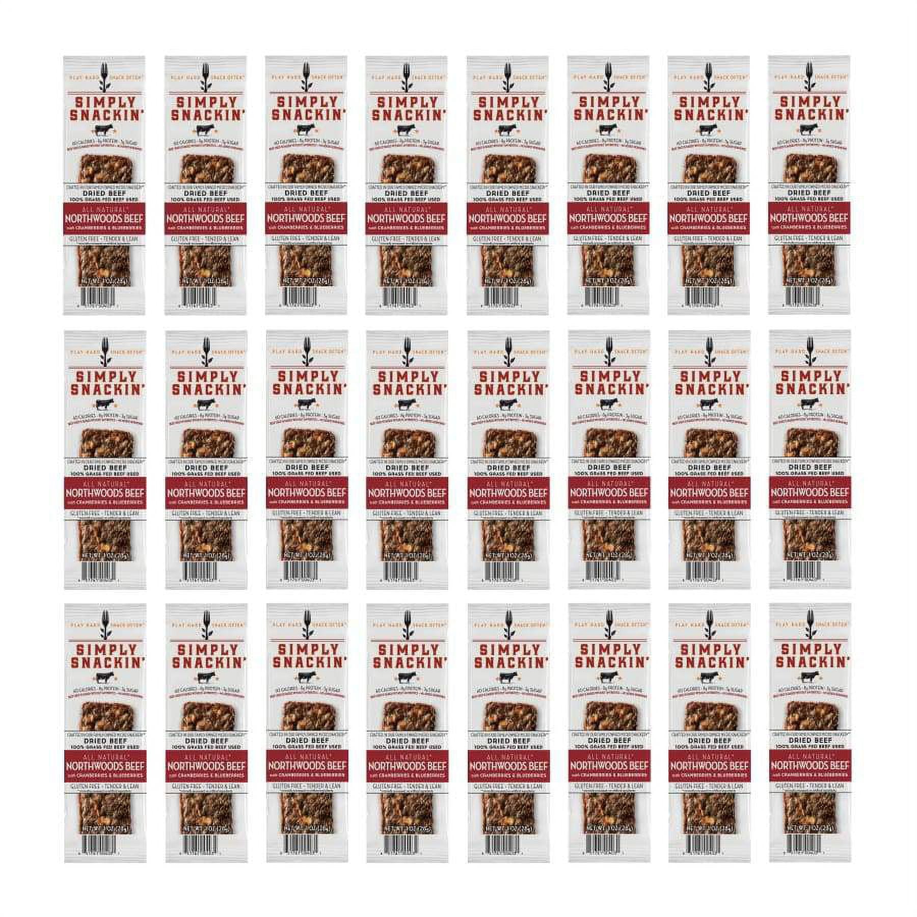 Simply Snackin' Beef Protein Snack - Northwoods Beef with Cranberries & Blueberries Size: 12-Pack