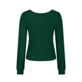 thumbnail image 4 of aidice Crop Tops for Women Casual Square Neck Long Sleeve Fitting Shirts Comfy Solid Color Blouses Tops, 4 of 4