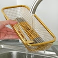 thumbnail image 3 of Stackable Grid Storage Basket 5 Inch Stainless Steel Cutlery Storage Box 1Pack Gold 2Pack Gold For Knife, Fork, Spoon Storage, 3 of 5