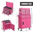thumbnail image 3 of Costway 2 in 1 Tool Chest & Cabinet with Sliding Drawers Rolling Garage Organizer, Pink, 3 of 10