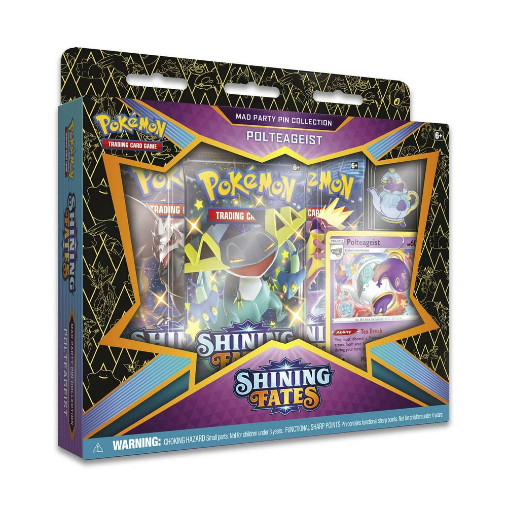 Pokemon Shining Fates Polteageist Mad Party Pin Collection 3 Booster 