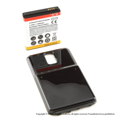 Skyrocket Extended Battery - YN4L® 3800mAh Extended Battery for Samsung Galaxy S II 2 Skyrocket i727 AT&T with Black Extended Back Cover