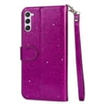 thumbnail image 3 of SaniMore for Samsung Galaxy S23 Plus PU Leather Case, Magnetic Closure Flip Zipper Wallet Glitter Cover with Wrist Strap Card Slot & Kickstand Shockproof Protective Shell for Girls Ladies, Purple, 3 of 5