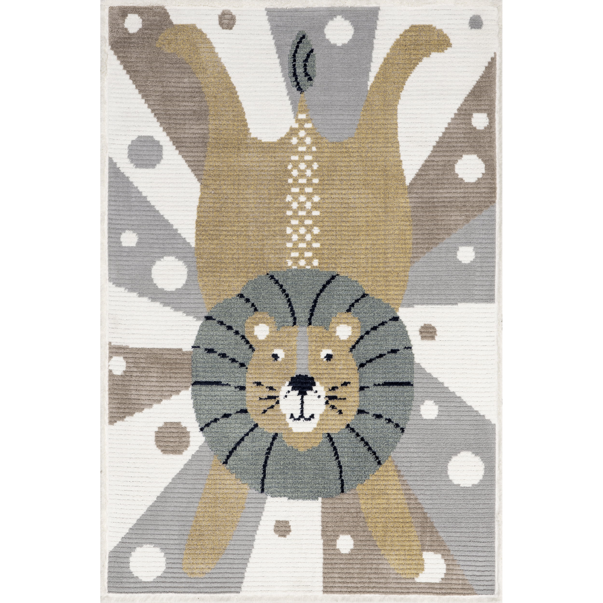 nuLOOM Brodie Cheerful Lion Kids Area Rug, 5' x 7' 6", Light Gray