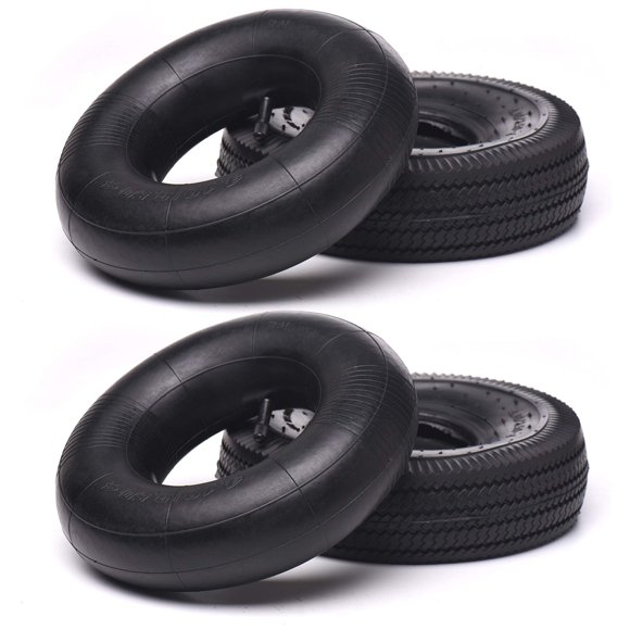 (Lot de 2) AR-PRO Pneu Utilitaire Tout-Usage de Remplacement 10 Pouces Robuste et Chambre à Air - Pneus Pneumatiques 4,10/3,50-4 Pouces avec Chambres à Air 10 Pouces TR-13 Stra
