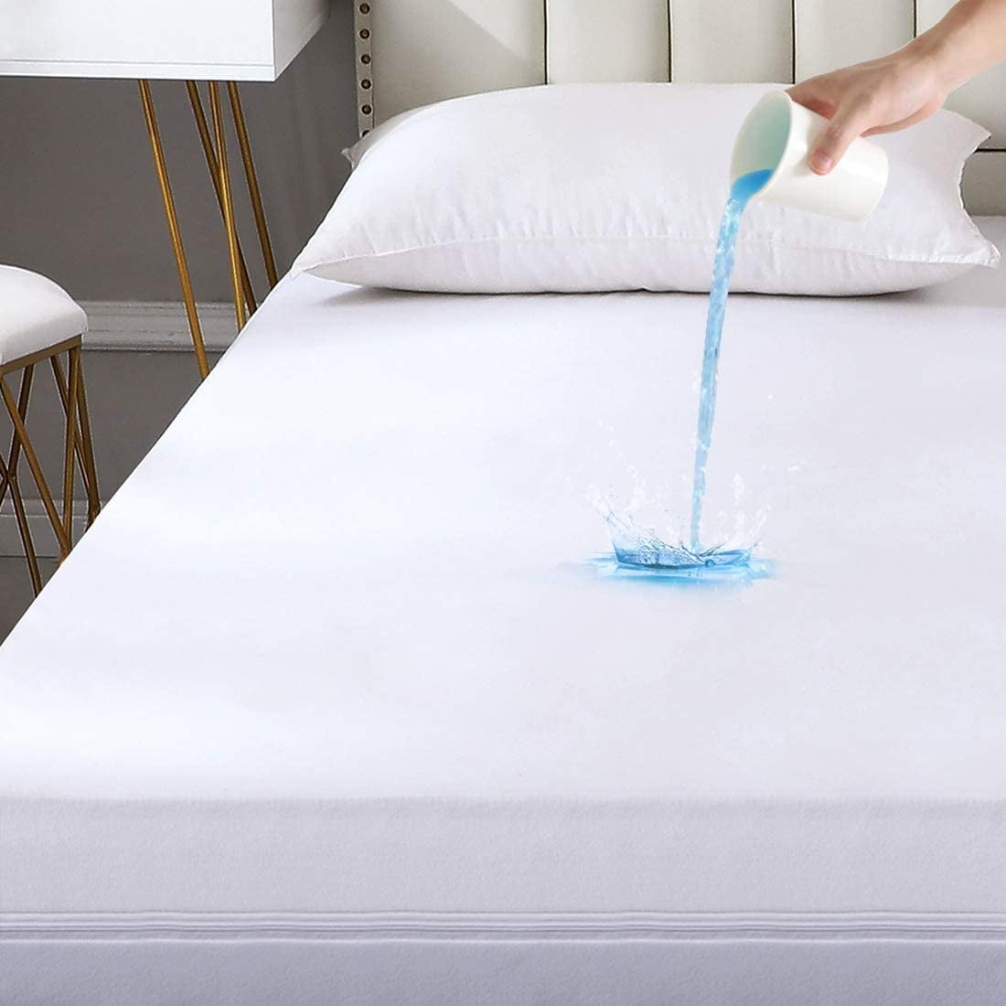 Zippered Mattress Encasement Waterproof Bed Bug Proof Breathable Noiseless Cover 