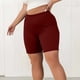 thumbnail image 4 of Pantalones cortos de yoga de 2 piezas para mujer, de poliéster, con cintura elástica y color liso., 4 of 7