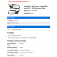 thumbnail image 2 of Door Mirror Set 2 Piece - Compatible with 1998 - 2000 Chevy Tahoe 1999, 2 of 2