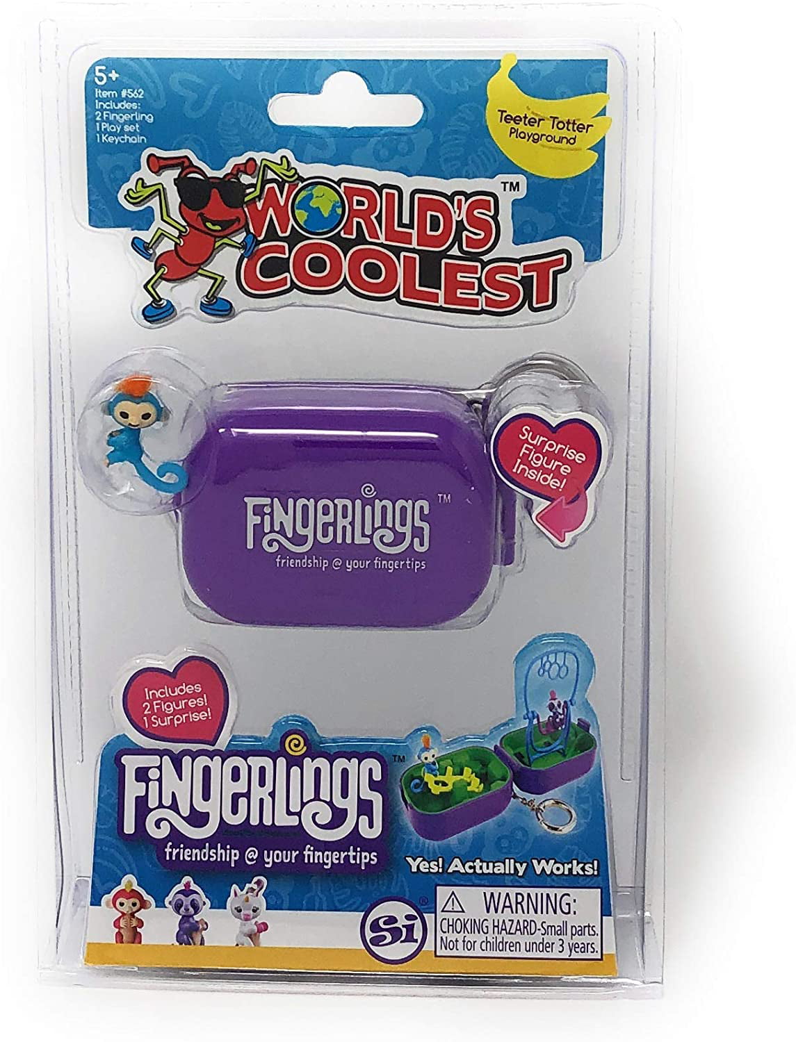 2 World's Coolest Fingerlings with Surprise Figure Playset & Keychain Lot of 