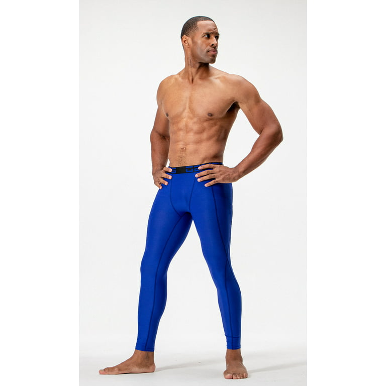 DEVOPS 2 Pack Men's Compression Pants Athletic Leggings With Pocket  (2X-Large, Black/Blue)