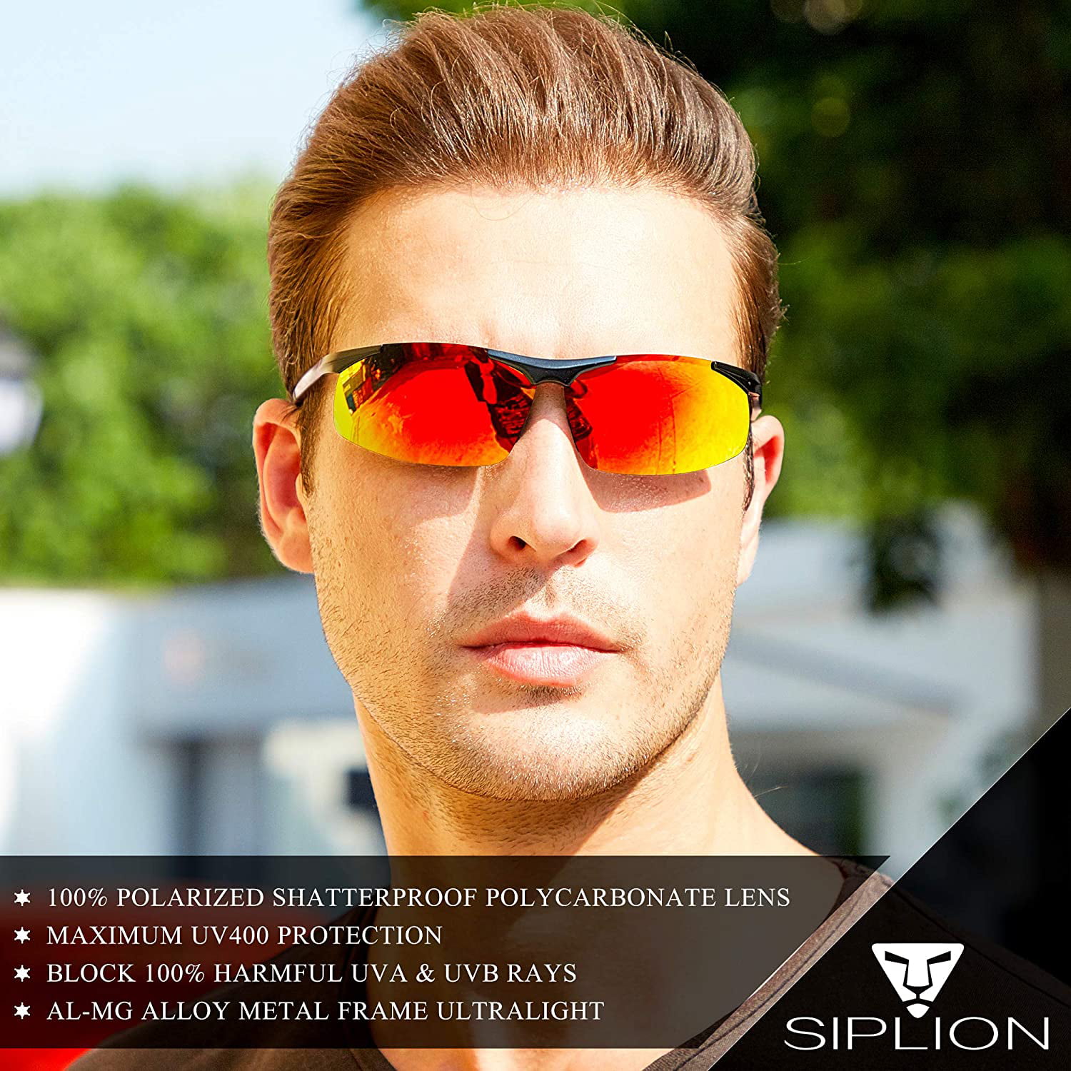 SIPLION Mens Driving Polarized Sport Sunglasses Al-Mg Metal Frame Ultra Light 