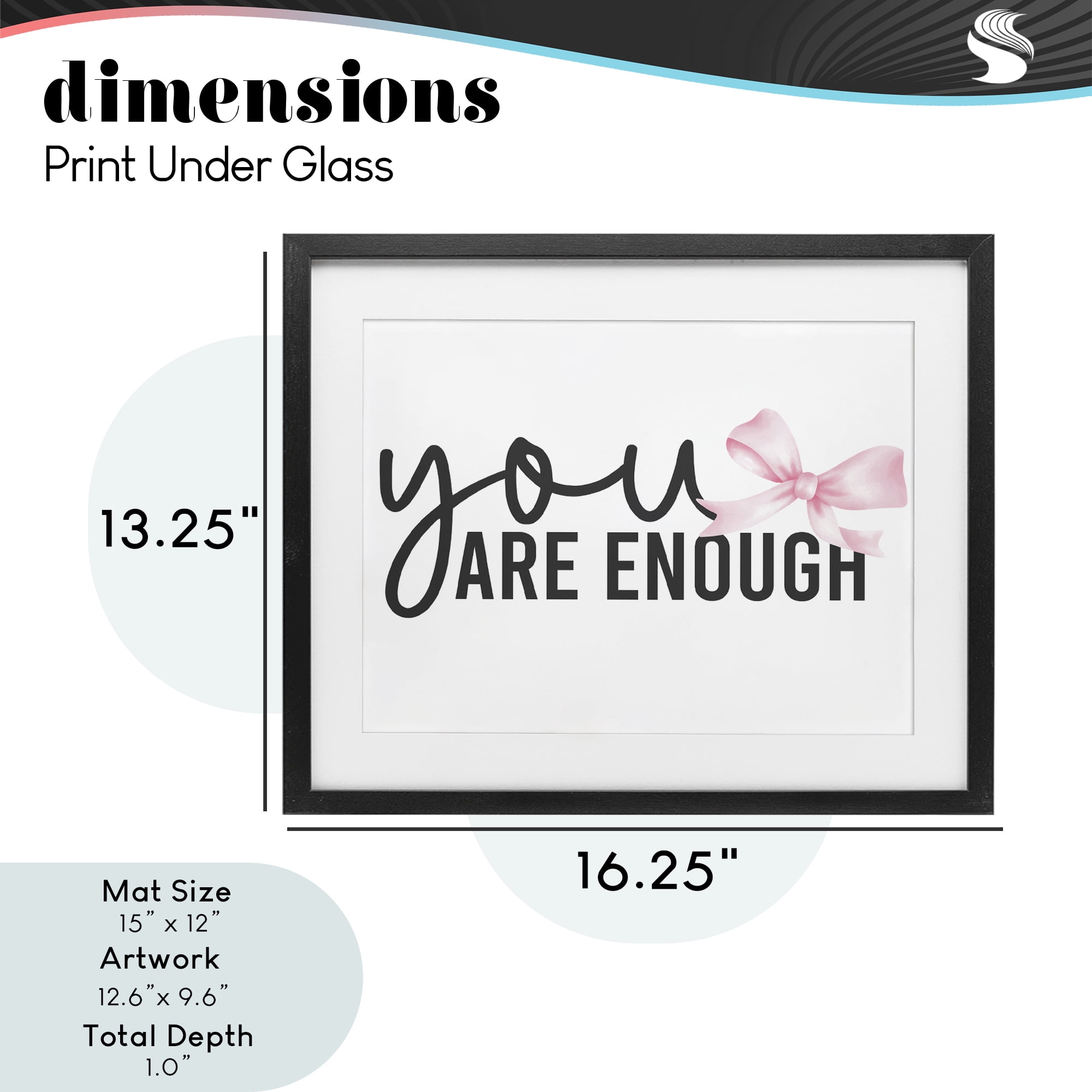 Stupell Industries You Are Enough with Ribbon Black Framed Print Under Glass, design by Kim Allen