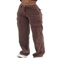 thumbnail image 2 of Women Jeans Solid Color Pocket Patchwork Wide Leg Pants, 2 of 6