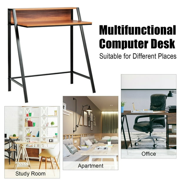 Costway 2 Tier Computer Desk PC Laptop Table Study Writing Home Office Workstation
