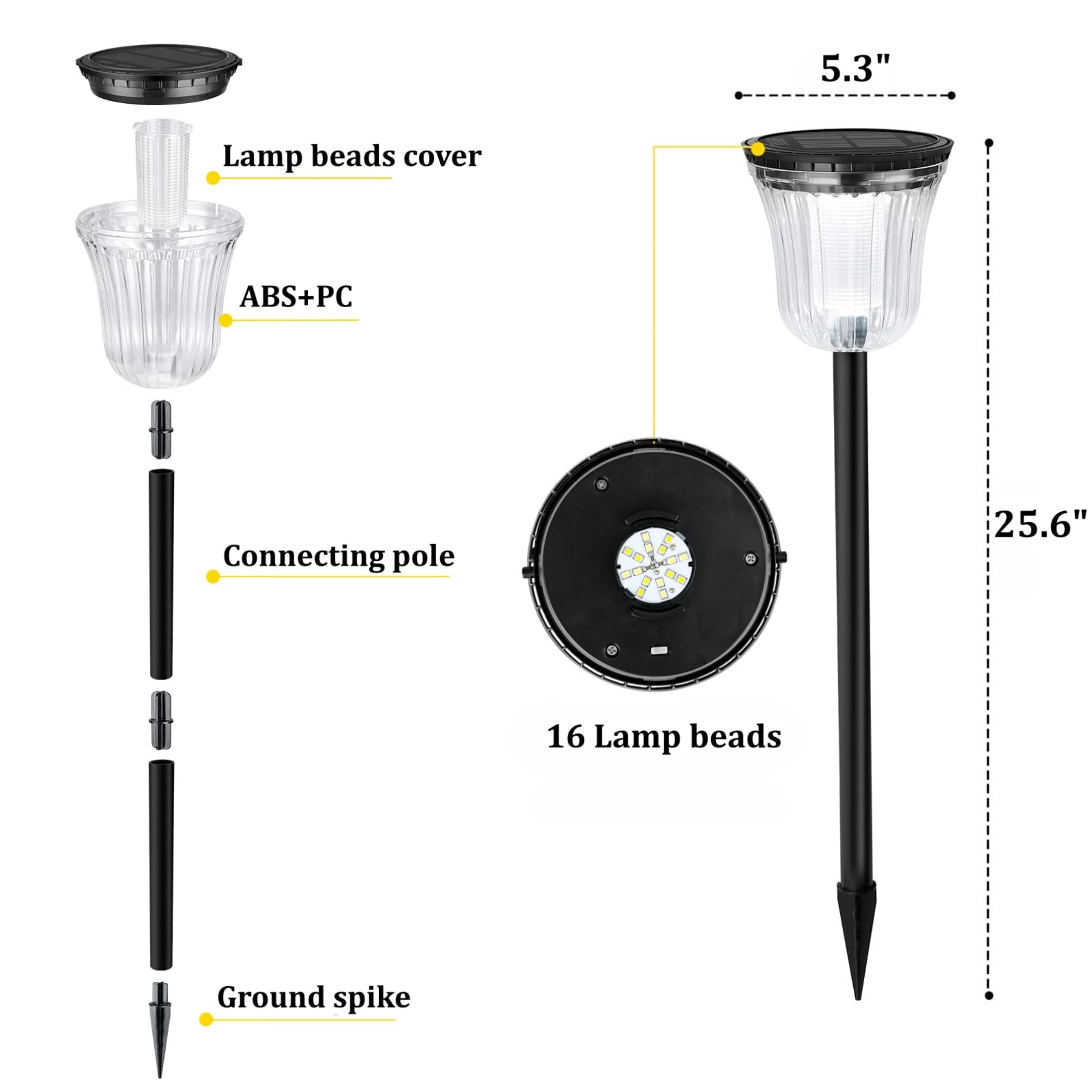 MEHOOM Warm & White Solar Powered Outdoor Lights, 4-Pack Pathway Lights, Waterproof LED Garden Lights for Yard, Lawn, Walkway, Patio