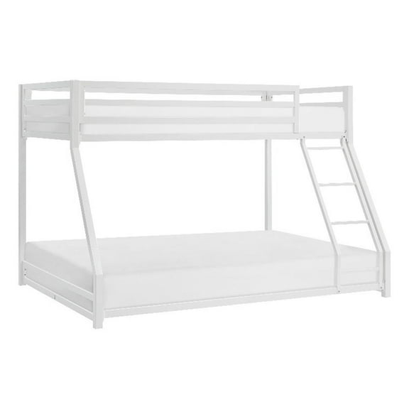 Pemberly Row Contemporary Twin over Full Metal Bunk Bed in White