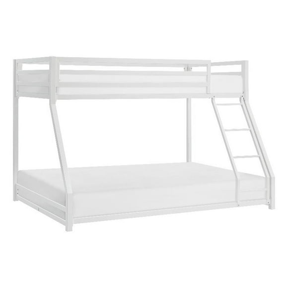 Pemberly Row Contemporary Twin over Full Metal Bunk Bed in White