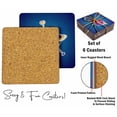 thumbnail image 4 of Inkdotpot Set of 6 Drink Coasters DecorativeNon,SlipCork Base4-inch Square PrintedCoastersEasy Clean- Space Theme, 4 of 8
