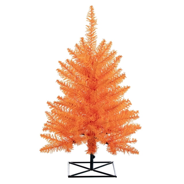 Pemberly Row 36" Plastic Fir Unlit Artificial Christmas Tree in Orange