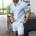 thumbnail image 2 of European Solid Color Jacquard Short Sleeved Shirt Shorts Men Business Casual Loose Comfortable Trend Foreign Trade Two Piece Set, 2 of 2