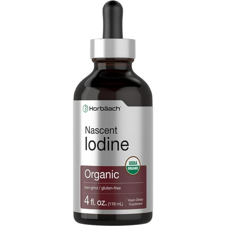Nascent Iodine | 325mcg | 4 fl oz | Organic Liquid Supplement | Vegan, Non-GMO & Gluten Free Vitamin | by Horbaach