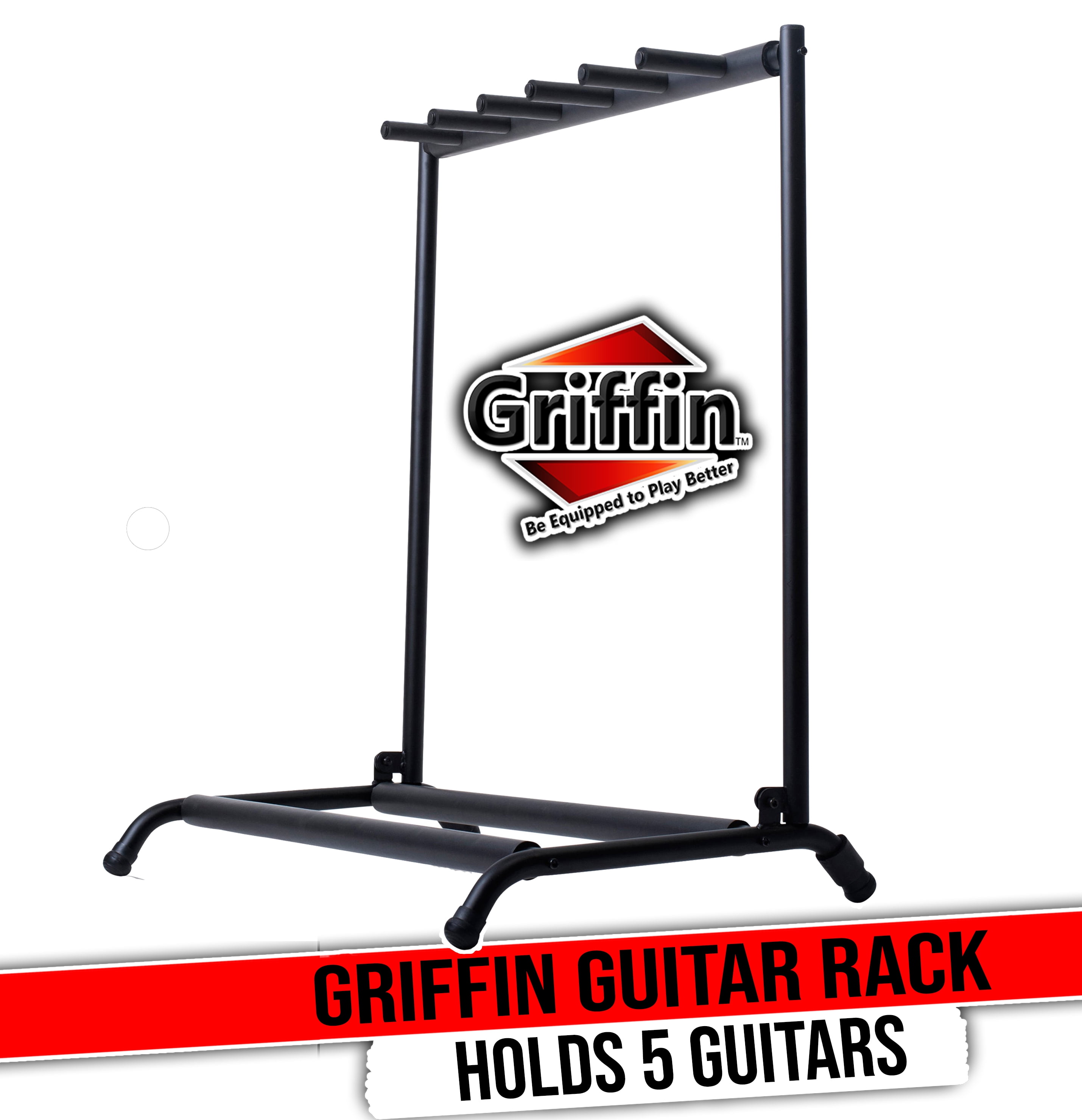 GRIFFIN 5 Guitar Stand Rack - Holder for Five Guitars & Folds Up For Easy  Transport - Neoprene Tubing Accessories For Music Bands, Recording Studios,  