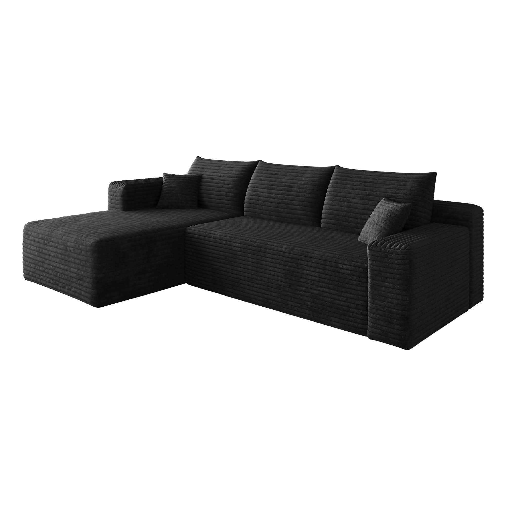 MAYEERTY 95 Inch L‑Shaped Cloud Sectional Sofa, Modern Minimalist Deep‑Seat Corner Couch, Plush Corduroy Upholstered Reversible Sofa, No‑Assembly Required for Living Room Bedroom Apartment