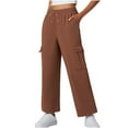thumbnail image 5 of WMTBSRSW Women's Fleece Baggy Sweatpants for Curvy Wide Leg Drawstring Cargo Lounge Pants with Phone Pockets Y2K Trendy Clothes Coffee M, 5 of 8