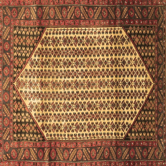 Ahgly Company Indoor Square Persian Brown Traditional Area Rugs, 7' Square