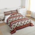thumbnail image 3 of Feelyou Vintage Aztec Triangle Full Size Comforter Sets for Women, Brown Abstract Ombre Bedding Comforter Set, Western Bohemian Style Reversible Bedding Sets, Breathable Home Decor, 3pcs, 3 of 8