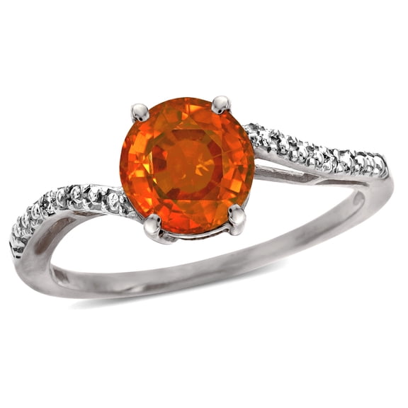 Star K � Round 7mm Simulated Orange Mexican Fire Opal Bypass engagement promise solitaire ring