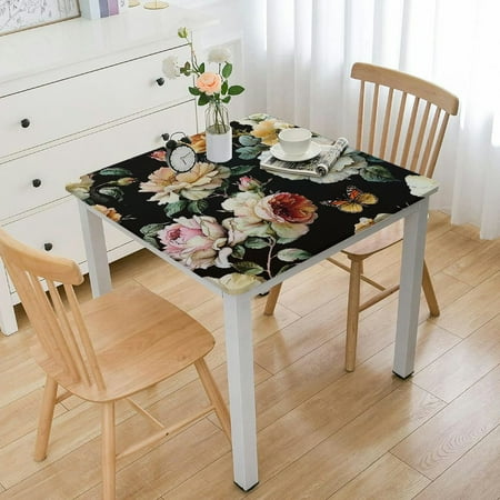 

ONETECH Flowers Butterfly Painting Square Table Cloth 100% Polyester Fiber 46*46